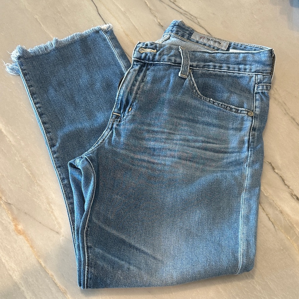 AG Cropped Frayed Boyfriend Jeans